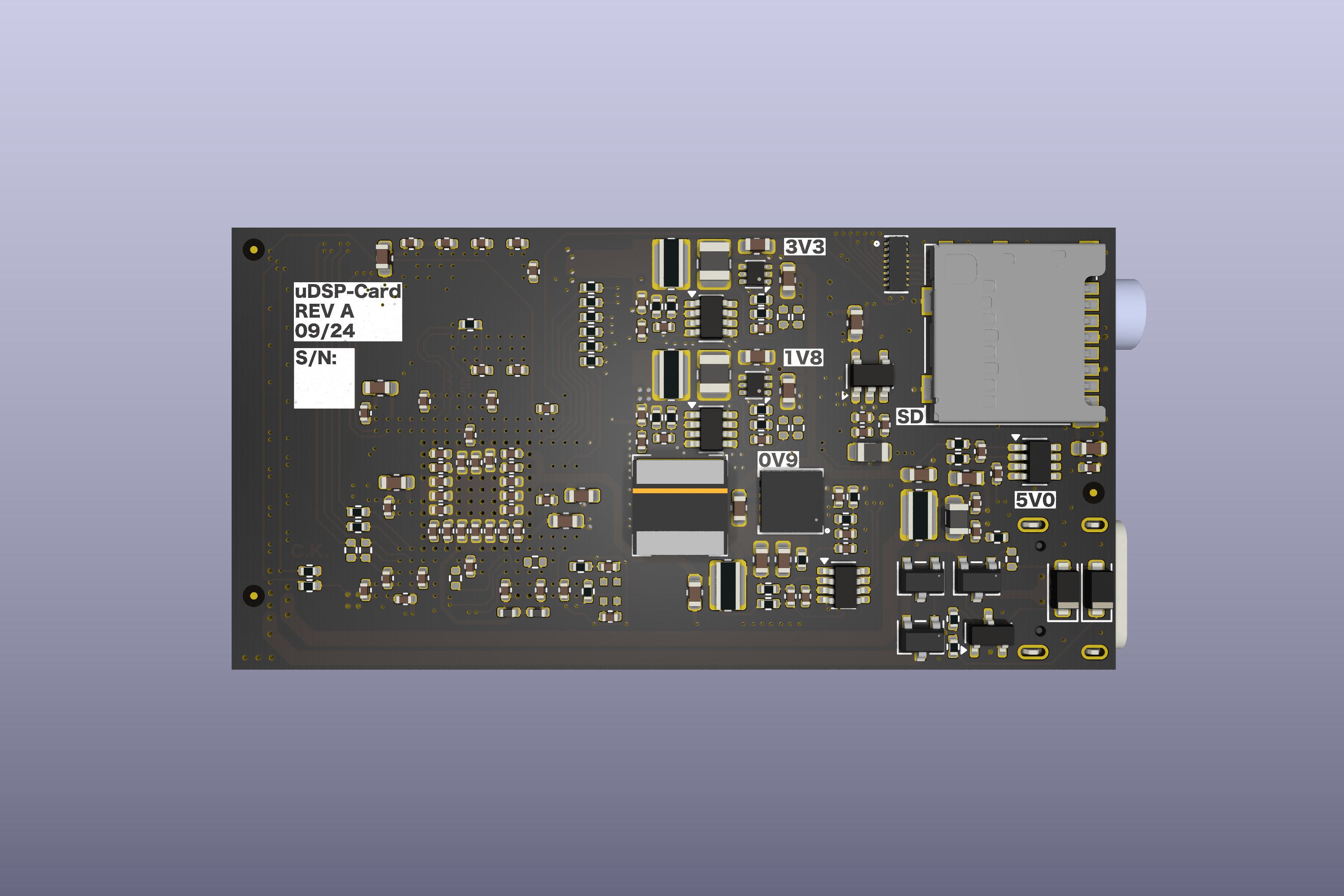3D rendering of the back side of the uDSP-Card.
