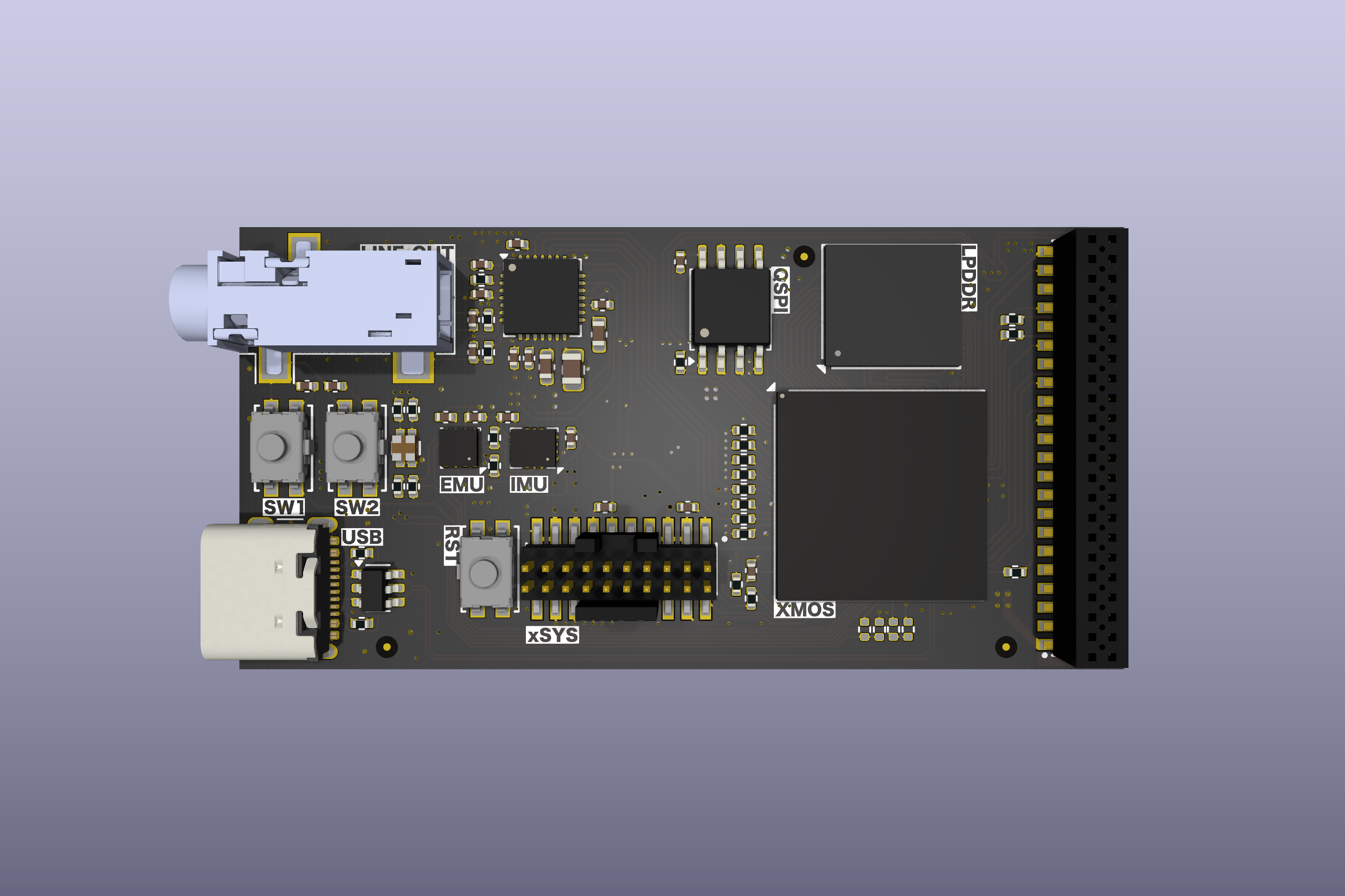 3D rendering of the front side of the uDSP-Card.